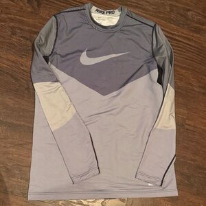 Nike Pro Long Sleeve Shirt in Blue and Gray